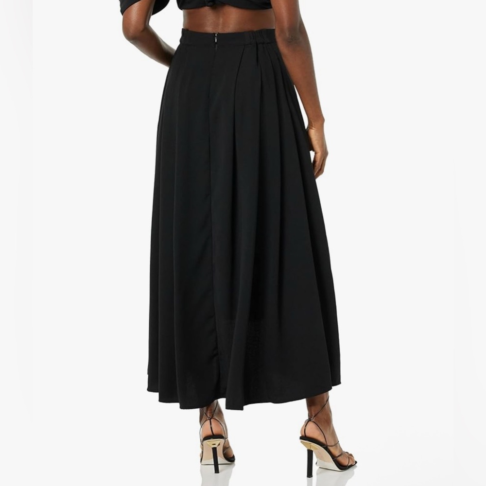 Black High Low Midi Skirt Flowy Whimsy Goth M Witchy Pockets - Picture 4 of 5